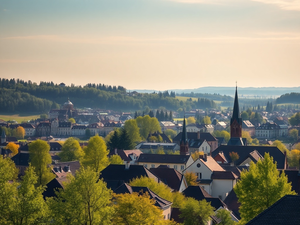 Bocian biały na gnieździe na dachu domu w Dzierżoniowie, symbol powrotu wiosny i tradycji lokalnej