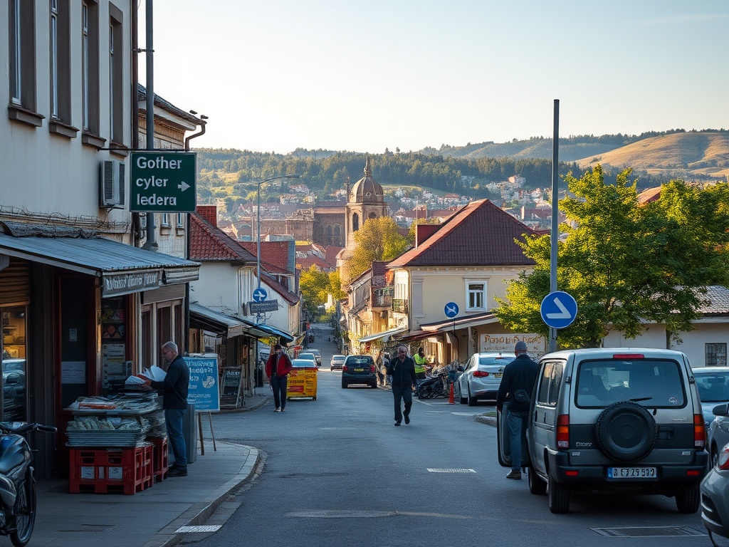 Ilustracja symbolizująca rozwój gospodarczy Dzierżoniowa i troskę o środowisko